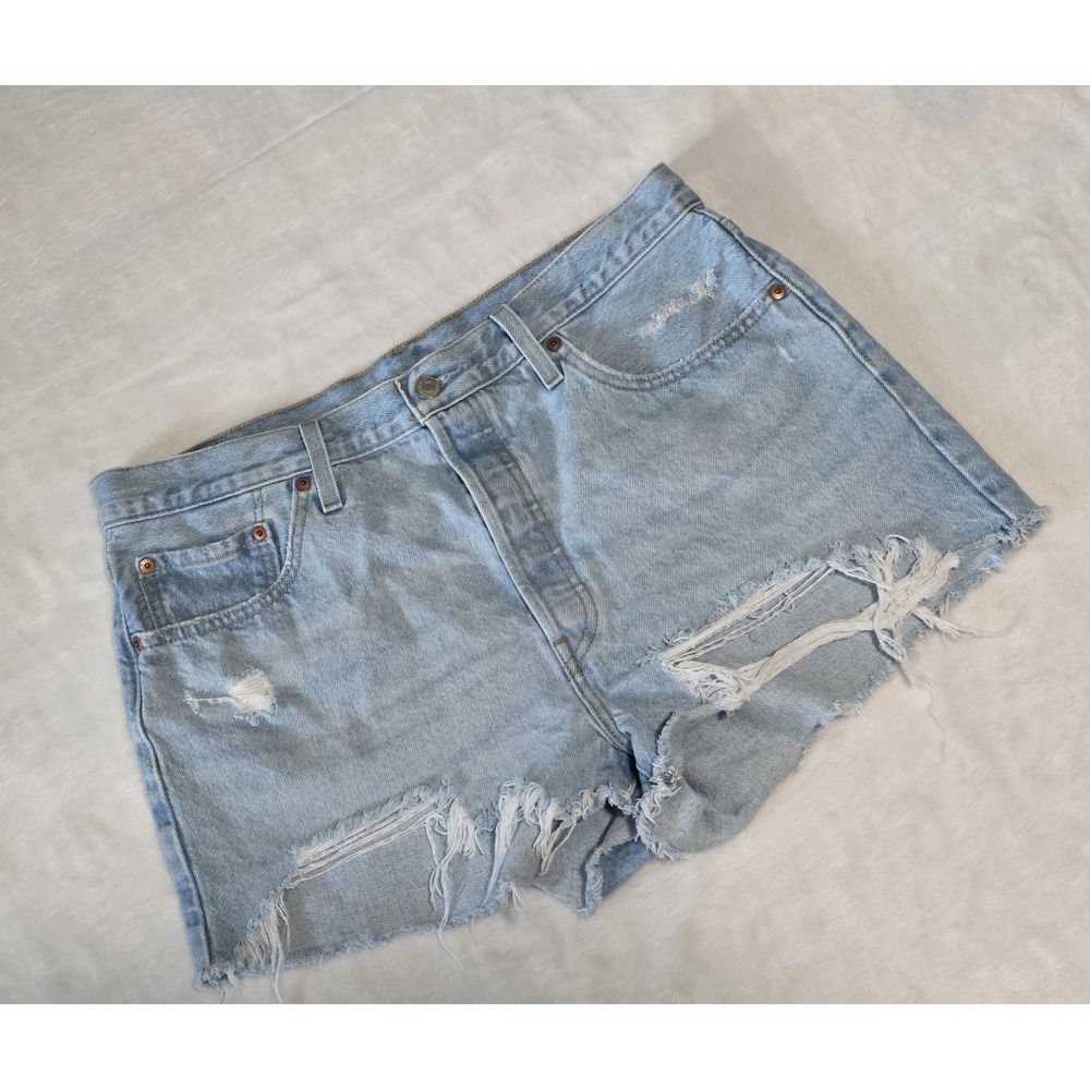 Levi's 501 Denim Women 33 Fly Button Cut off Raw Hem Shorts Western festival 90s